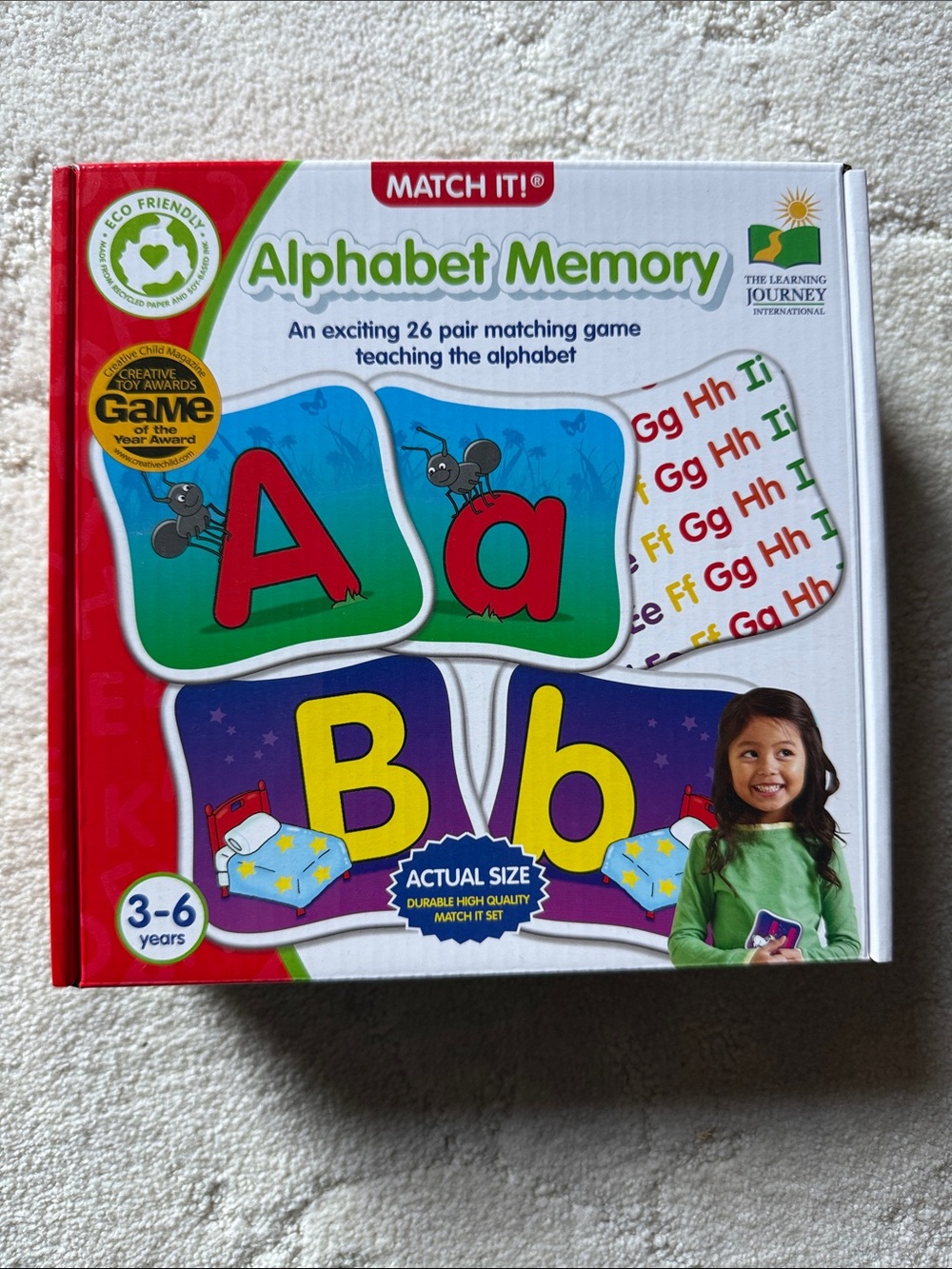 The Learning Journey Alphabet Memory Matching Game - Green/Red/Blue
